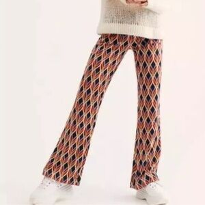 Free People Jaquard Flare Pants in Retro Knit Size 2